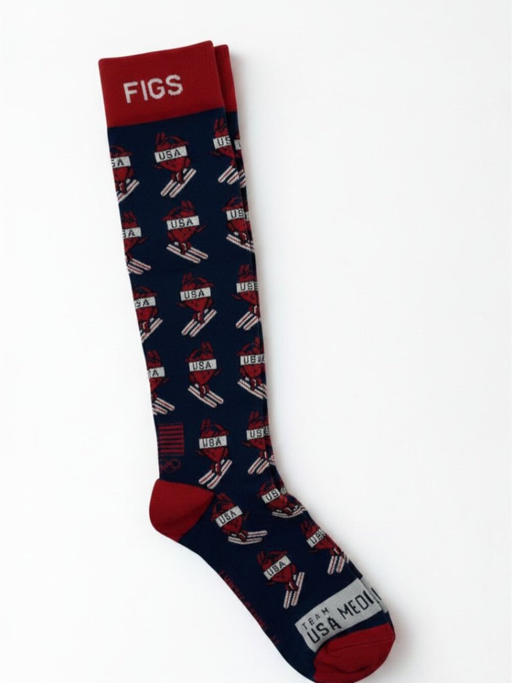 Figs Navy and Red USA Pattern Knee-High Socks